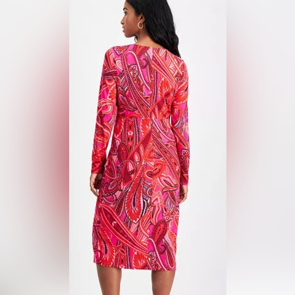 Petite INC International Concepts Pink Patterned Midi Dress - Picture 3 of 9